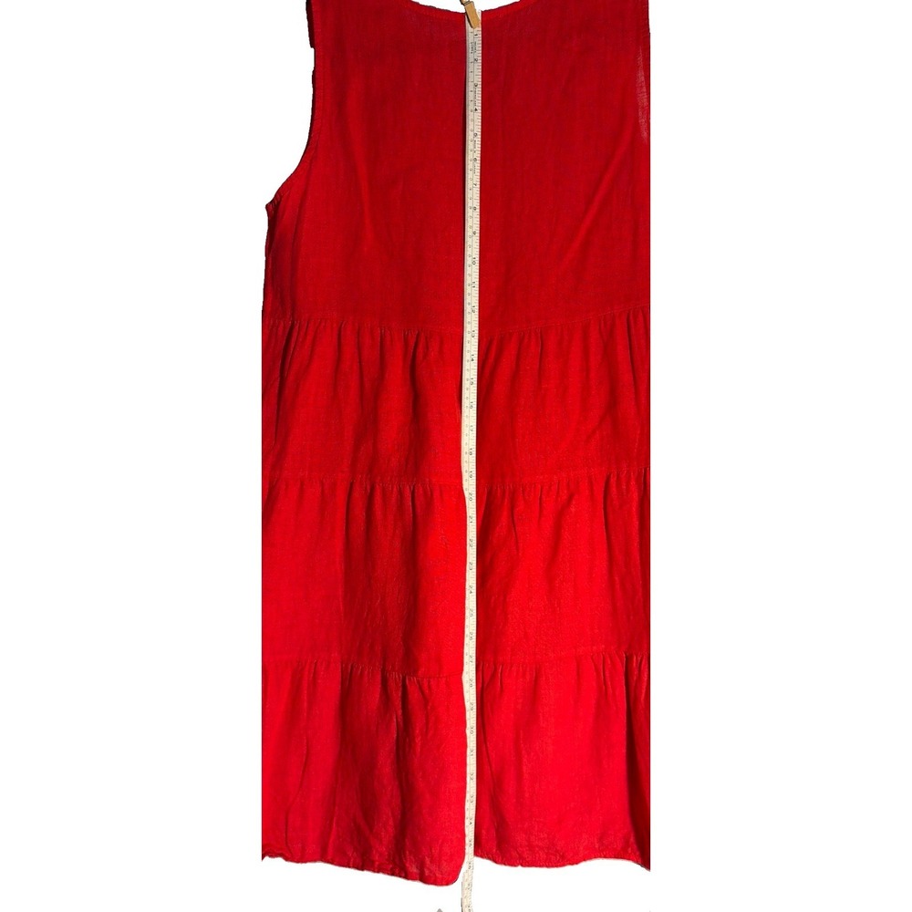 Women's Medium Red Linen Summer Dress Costal Summer Minimal - Picture 3 of 9